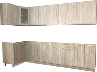 Готовая кухня Интерлиния Мила 12x30 без столешницы (дуб белый/дуб серый)