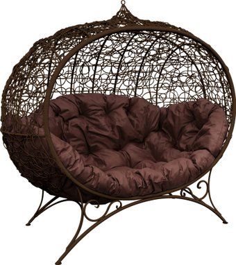 Садовый диван M-Group Улей на ножках 11220205 (коричневый ротанг/коричневая подушка)