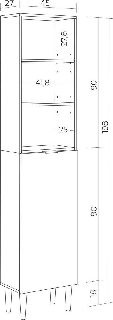 Стеллаж MONOFIX Одос с одной дверцей (графит)