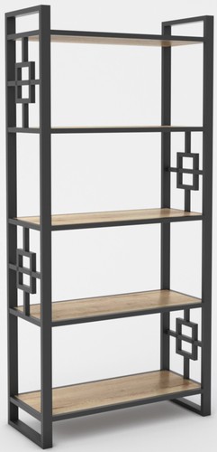 Стеллаж Hype Mebel Квадро 80x170 (черный/древесина белая)