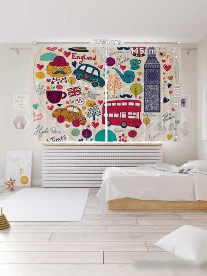Комплект штор JoyArty С любовью из Лондона 1.45x1.8 м p_9417_145x180 (2 шт)