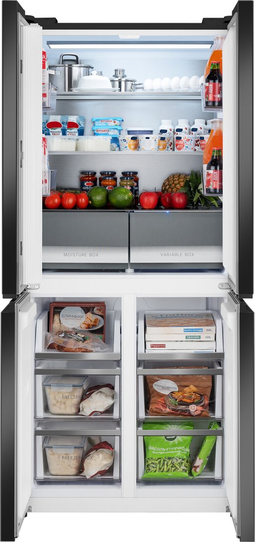 Четырёхдверный холодильник Weissgauff WCD 450 Rock Glass NoFrost Inverter