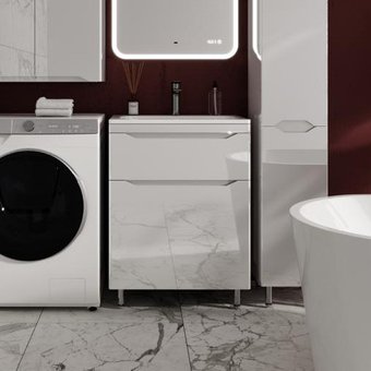Symbolite Тумба под умывальник Марелла 60 Люкс Plus 2 ящика (белый глянец)