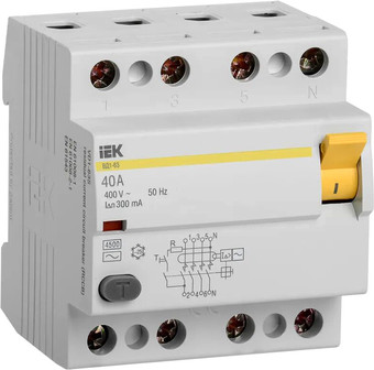 Устройство защитного отключения IEK ВД1-63 4Р 40А 300мА MDV10-4-040-300