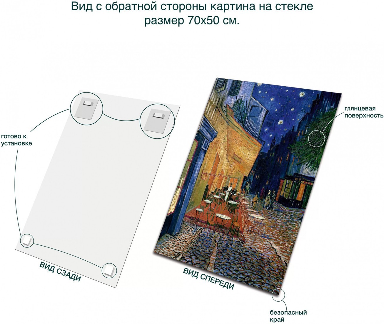 Картина Stamprint Ночная терасса кафе В. ван Гог PT008 (70x50)
