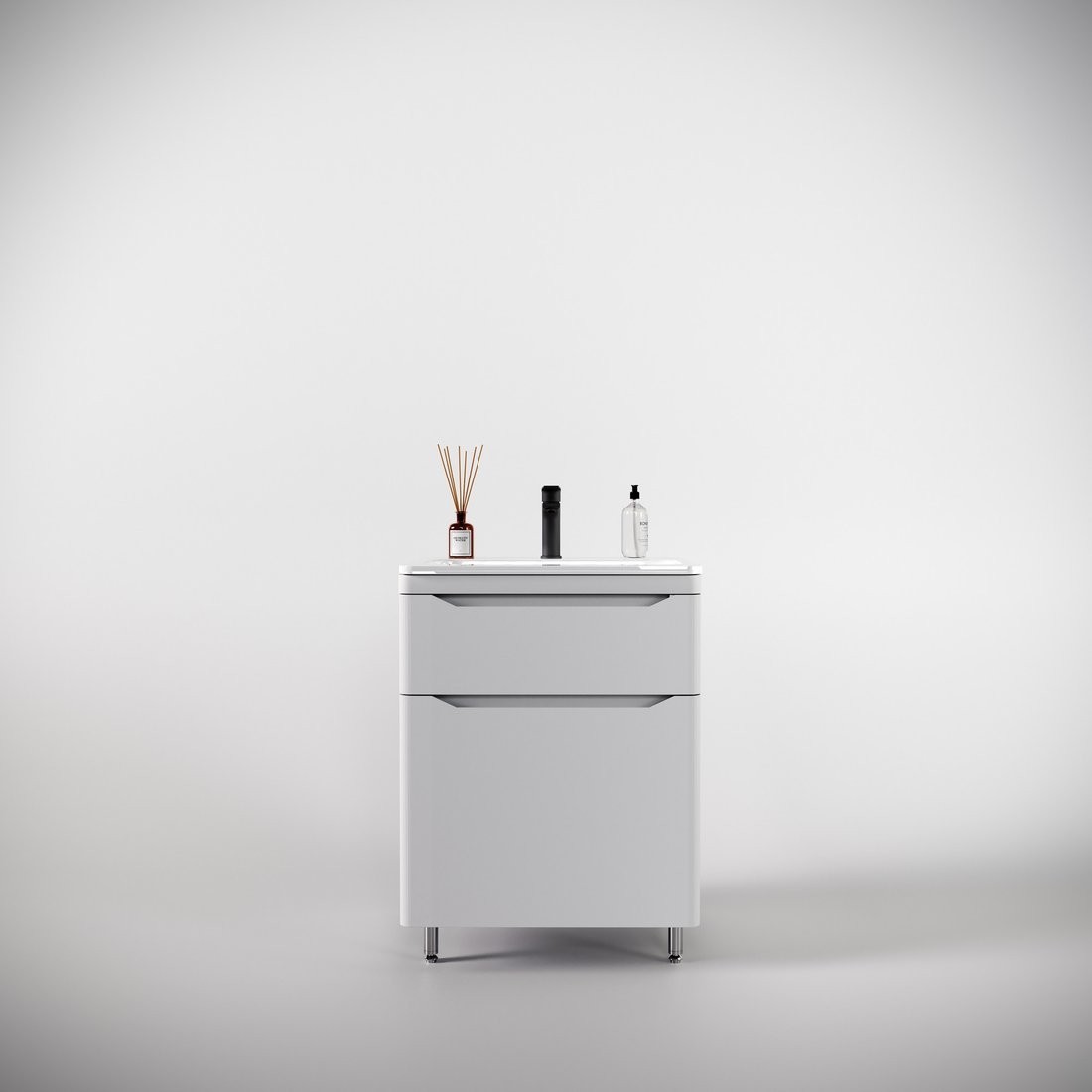 Symbolite Тумба под умывальник Марелла 60 Люкс Plus 2 ящика (белый матовый)