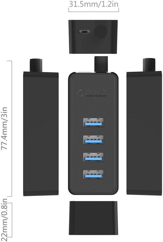 USB-хаб Orico W5P-U3-100-BK-EP-HW