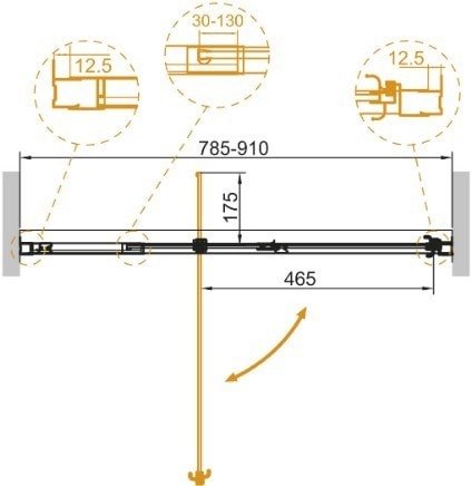 Душевая дверь Cezares Variante-B-1-80/90-C-Cr