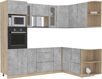 Готовая кухня Интерлиния Мила 1.68x2.4 правая без столешницы (бетон/бетон)