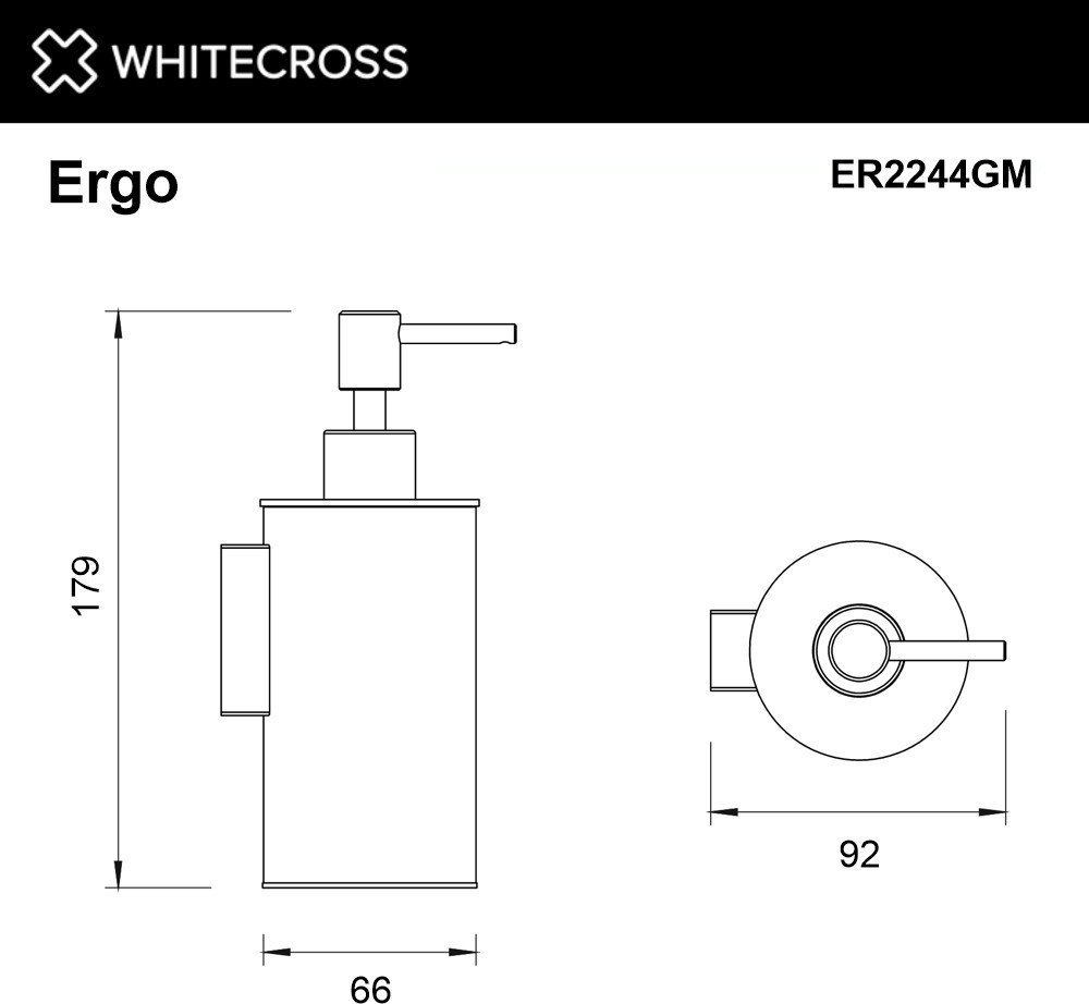 Дозатор для жидкого мыла Whitecross Ergo ER2244GM (оружейная сталь)