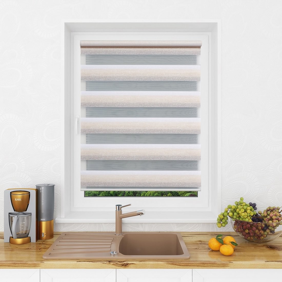 Рулонные шторы Lm Decor Дабл ДН LB 55-02 200x185 (бежевый/серый)