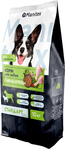 Сухой корм для собак Manitex Стандарт Для взрослых средних пород курица и розмарин 10 кг