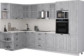 Готовая кухня Интерлиния Мила Деко 1.68x3.2 LV (керамика/керамика/опал светлый)