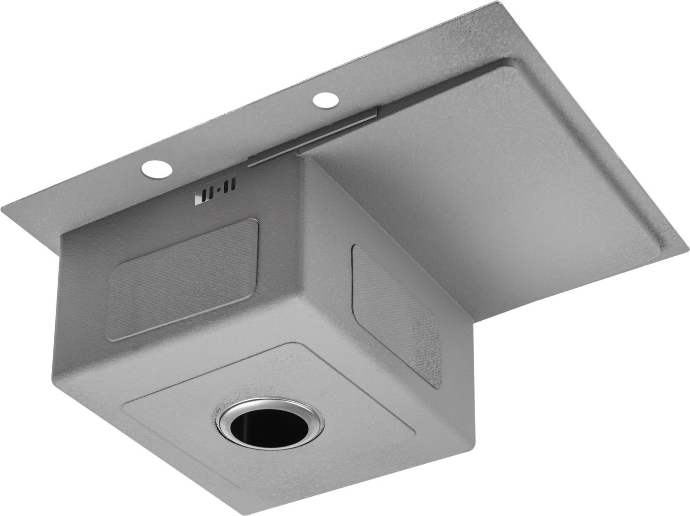 Кухонная мойка Saniteco 6550-R + Spike F9S07000 (хром, с сифоном, дозатором и коландером)