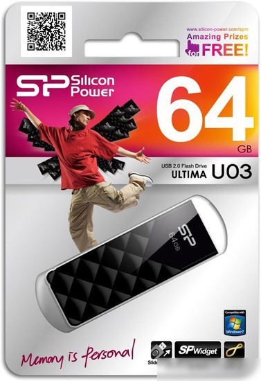 USB Flash Silicon-Power Ultima U03 Black 64GB (SP064GBUF2U03V1K)