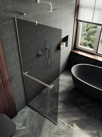 Душевая стенка MaybahGlass 195x69 MGD-723-5у (графитовое стекло/хром матовый)