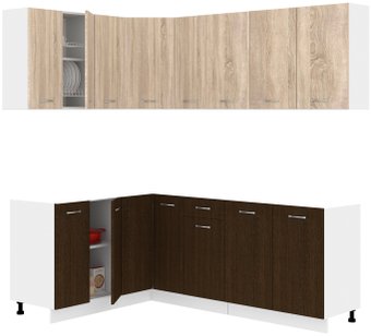Готовая кухня Кортекс-мебель Корнелия Лира 1.5x2.1 без столешницы (дуб сонома/венге)