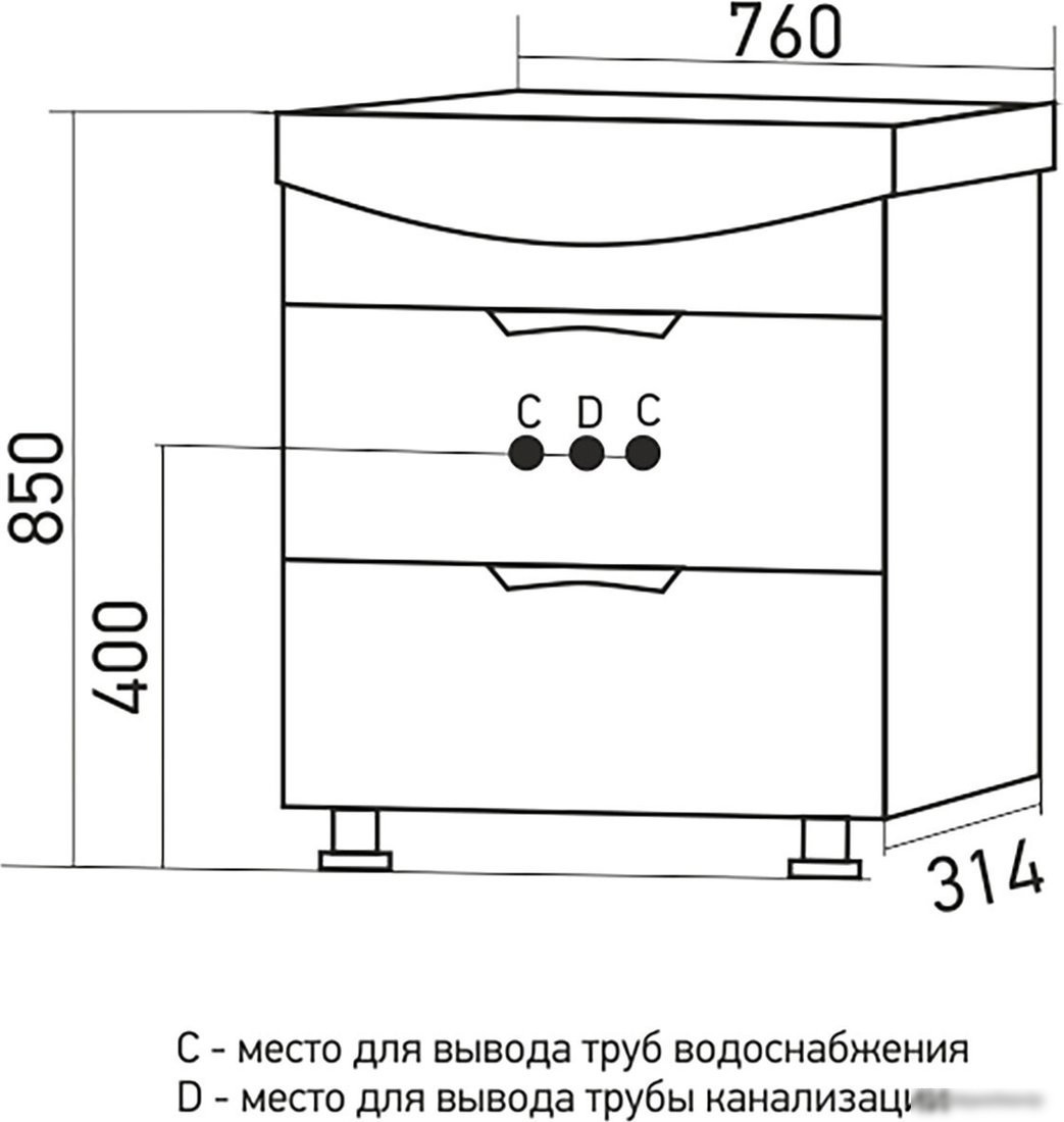 Mixline Тумба под умывальник Этьен 75 542409