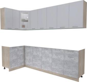 Готовая кухня Интерлиния Мила 12x26 без столешницы (серебристый/бетон)