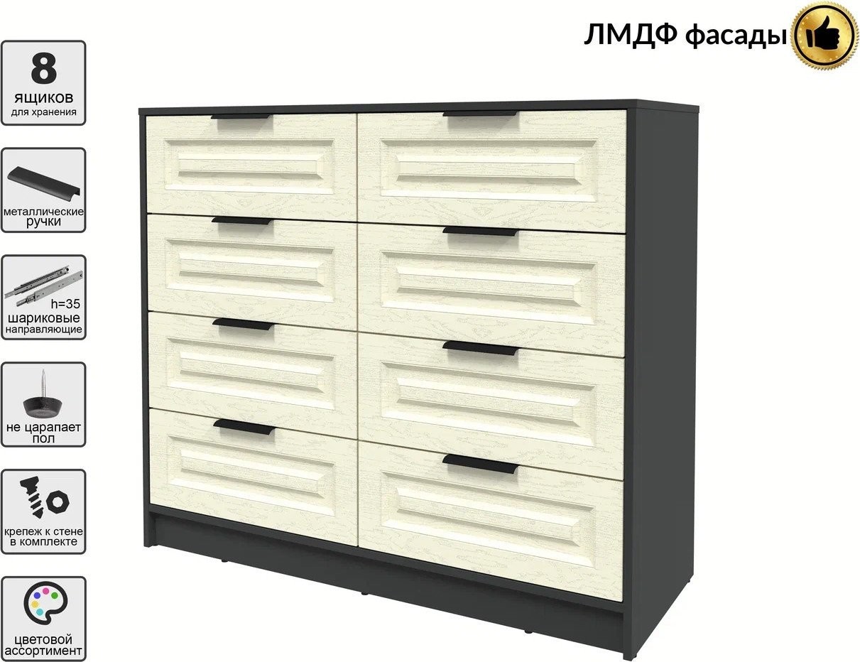 Комод Интерлиния Концепт КТ-К117 Деко (антрацит/дуб снежный)