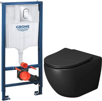 Унитаз подвесной Grossman GR-4411BMSQ + GROHE Rapid SL 39504000 (с кнопкой)