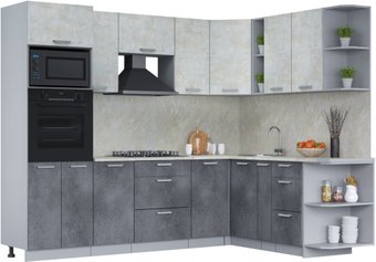 Готовая кухня Интерлиния Мила Лайт 1.88x2.6 правая (бетон лайт/бетон портленд/опал светлый)