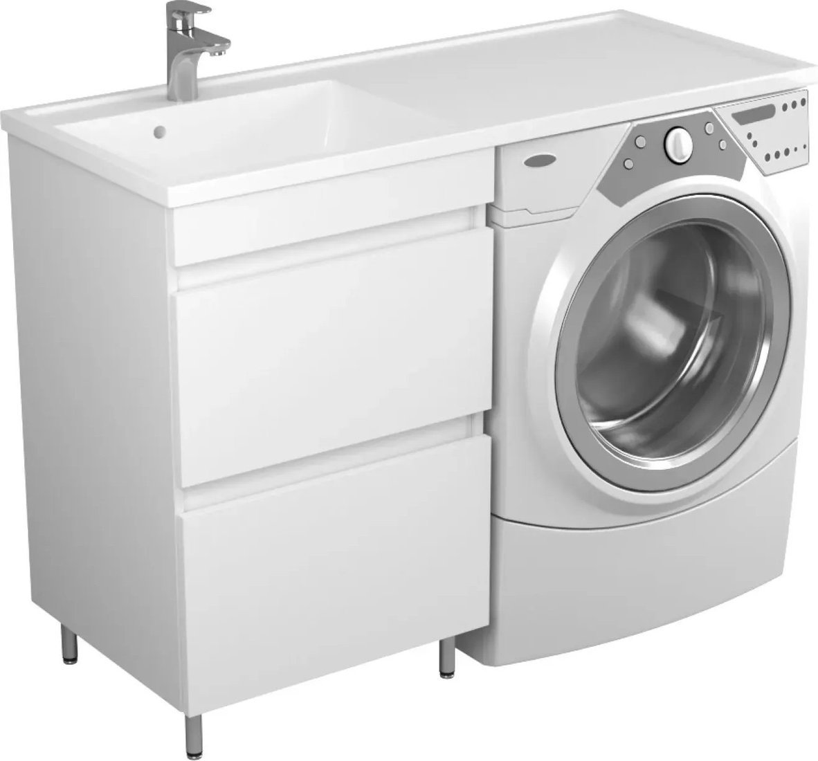 Uncoria Тумба с умывальником Магра 55 2 ящика + Paola Magenta 1200 L (белый)