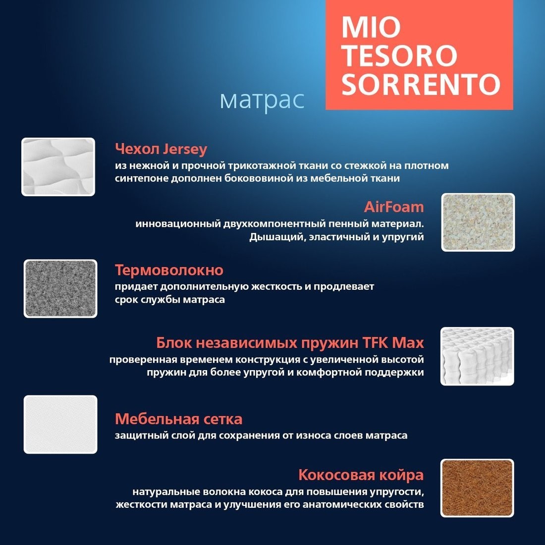 Матрас Mio Tesoro Sorrento 70x190