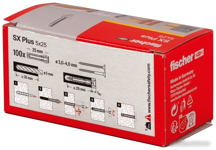 Дюбель универсальный Fischer SX Plus 5X25 568005 (100 шт)