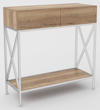 Консольный стол Hype Mebel Лесс 80x40 (белый/дуб галифакс натуральный)
