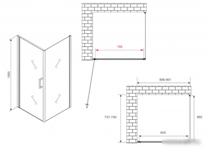 Душевой уголок Abber Sonnenstrand AG04090B-S75B