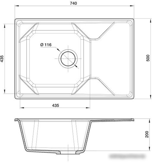 Кухонная мойка GranFest GF-U-740L (топаз)