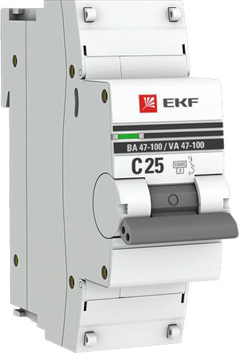 Выключатель автоматический EKF PROxima ВА 47-100 1P 25А (C) 10kA mcb47100-1-25C-pro