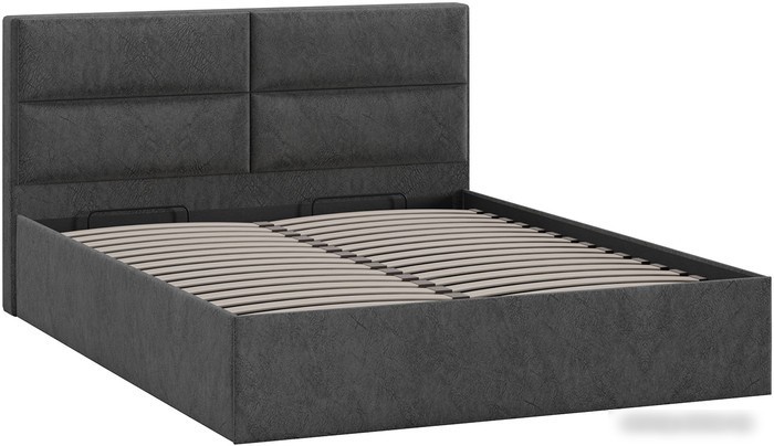 Кровать Трия Глосс универсальный тип 1 с ПМ 160x200 (микровелюр Wellmart Graphite)