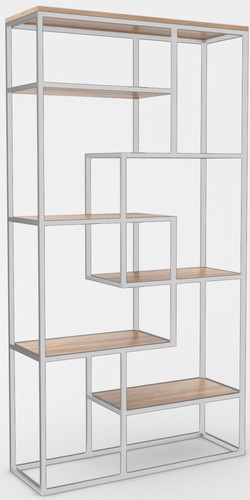 Стеллаж Hype Mebel Зиг-Заг-2 120x200 (белый/дуб галифакс натуральный)