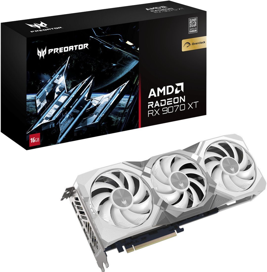 Видеокарта Acer Predator BiFrost White Radeon RX 9070 XT OC 16GB DP.Z4FWW.P02