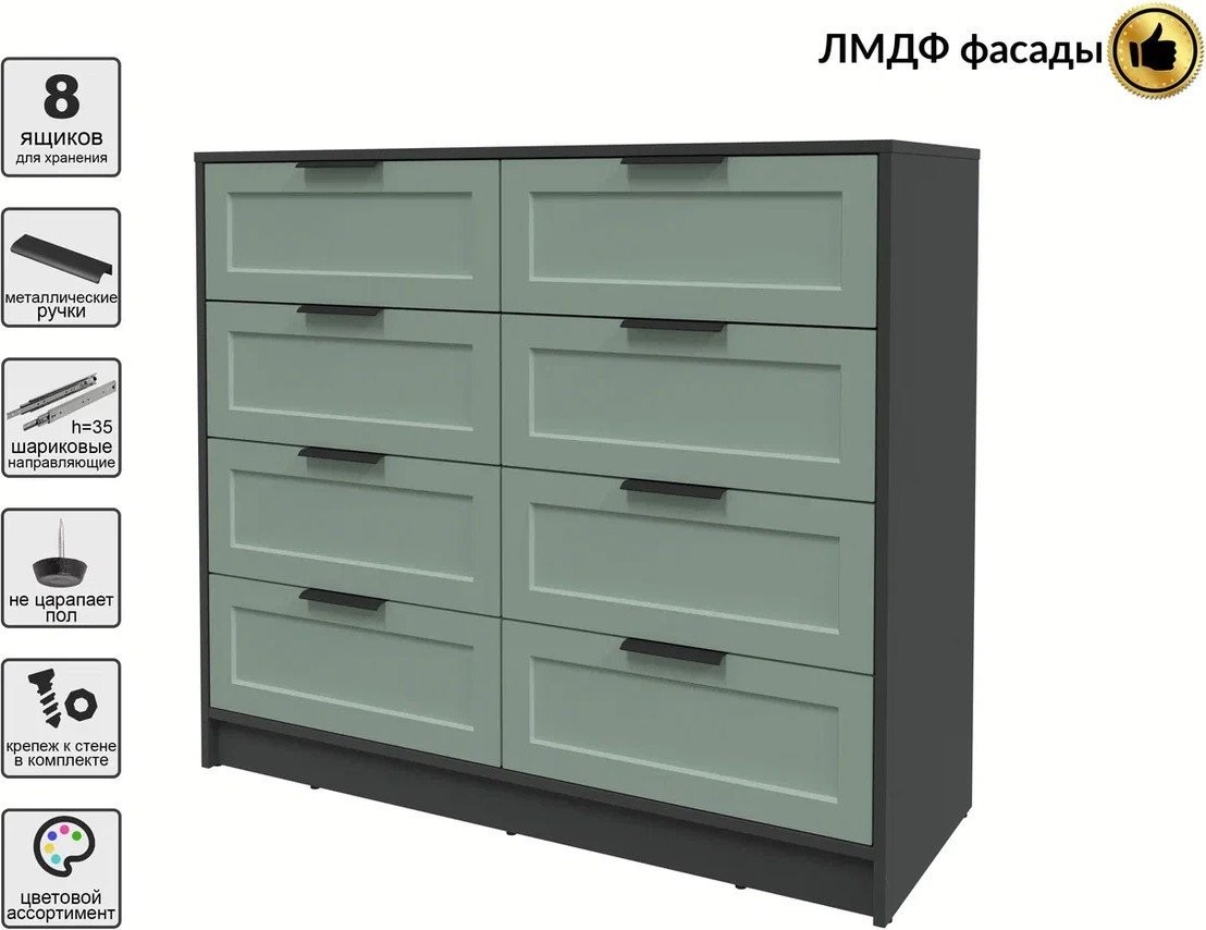 Комод Интерлиния Концепт Тренд КТ-К117 (антрацит/мята)