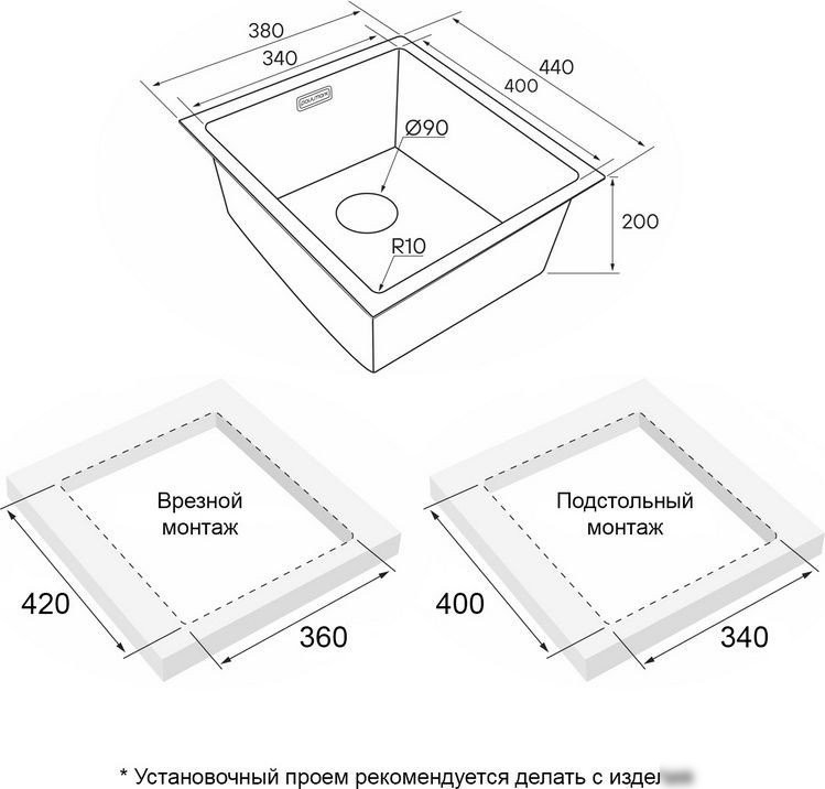 Кухонная мойка Paulmark Next 38 UNI PM213844-GM (черный/вороненая сталь)
