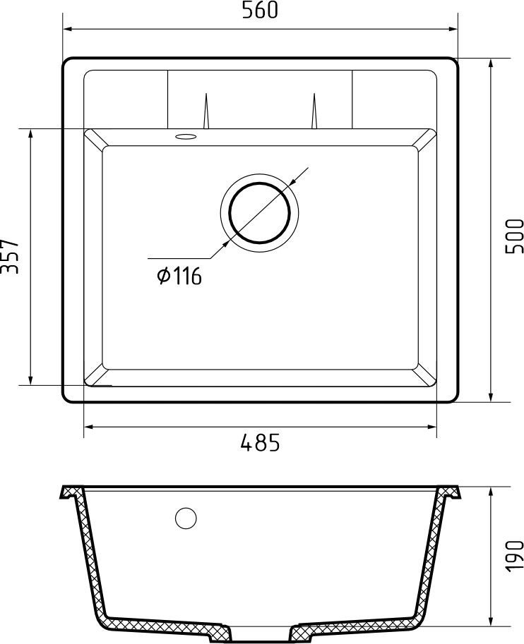Кухонная мойка GranFest Quadro 561 (серый)
