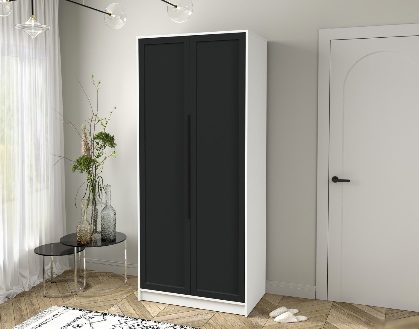 Шкаф распашной Интерлиния Концепт Тренд КТ-Ш2 (белый платинум/черный)