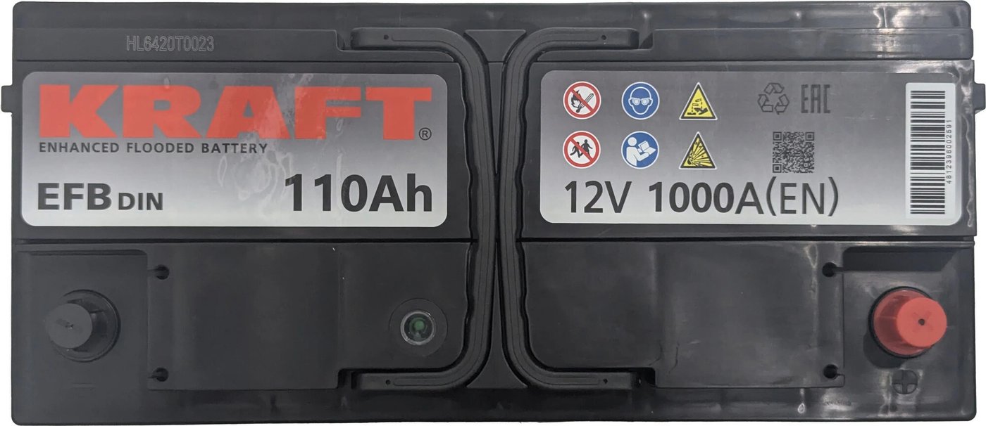 Автомобильный аккумулятор KRAFT EFB R (110 А·ч)