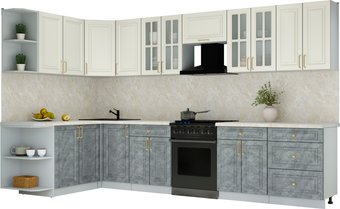 Готовая кухня Интерлиния Мила Шато 1.7x3.4 LV (белый/керамика/опал светлый)