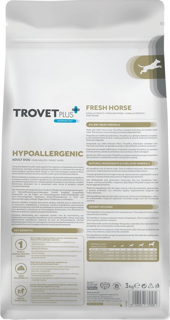 Сухой корм для собак Trovet Plus Adult Dog Hypoallergenic Fresh Horse (3кг)