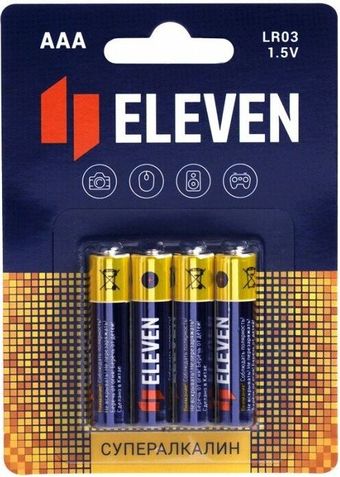 Батарейка Eleven Super Aaa LR03 алкалиновые ВС4 4 шт