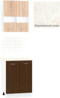 Готовая кухня Кортекс-мебель Корнелия Экстра 60р2д (дуб сонома/венге/королевский опал)