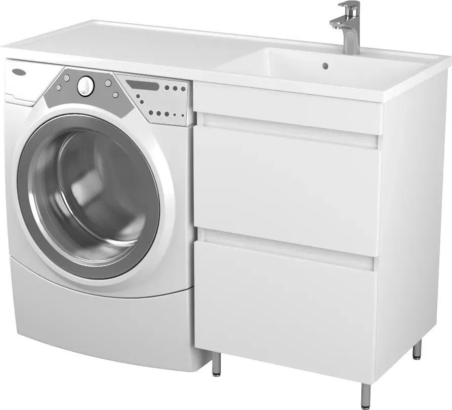 Uncoria Тумба с умывальником Магра 55 2 ящика + Paola Magenta 1200 R (белый)