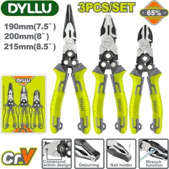 Набор пассатижей Dyllu DTPS0403 (3 предмета)