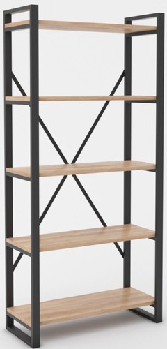 Стеллаж Hype Mebel Стандарт-2 50x170 (черный/дуб галифакс натуральный)