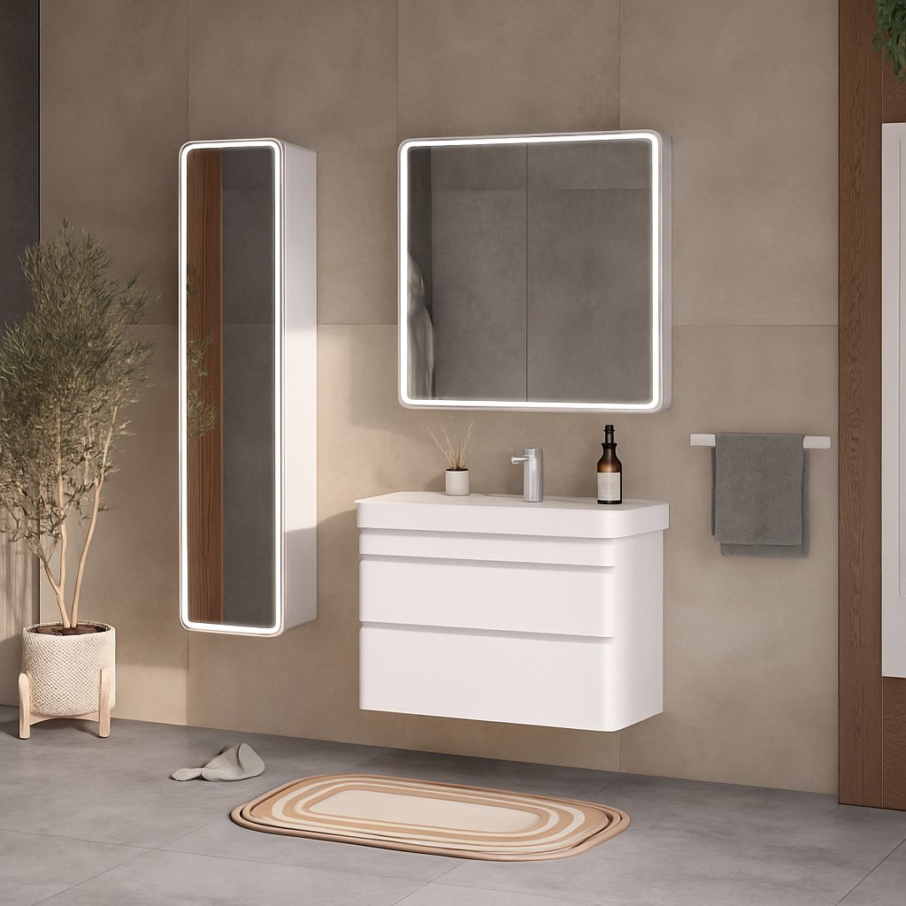 EQUIL Тумба с умывальником Eltoro White 70.2Y 9595 + Volna Найс 70 (подвесная)