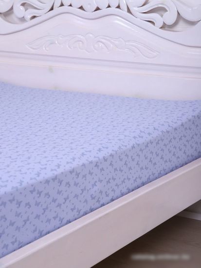 Постельное белье Luxsonia Трикотаж на резинке 80x200 2153 (бабочки сиреневый)
